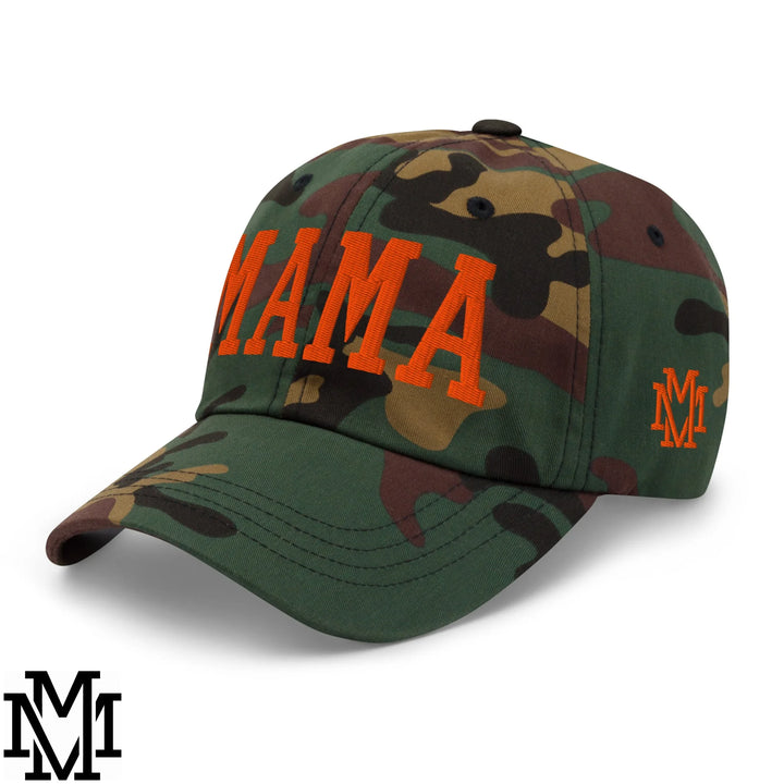 Mama Embroidered Unstructured Dad Hat - Green Camo