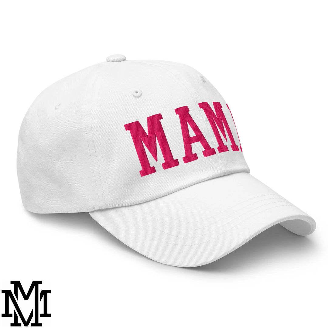 Mama Embroidered Unstructured Dad Hat - White