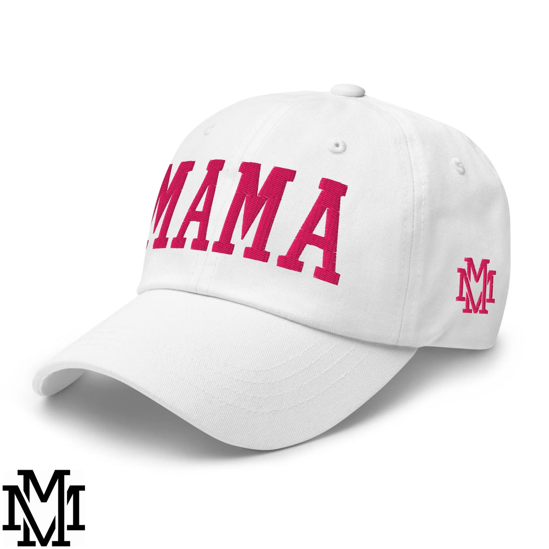 Mama Embroidered Unstructured Dad Hat - White
