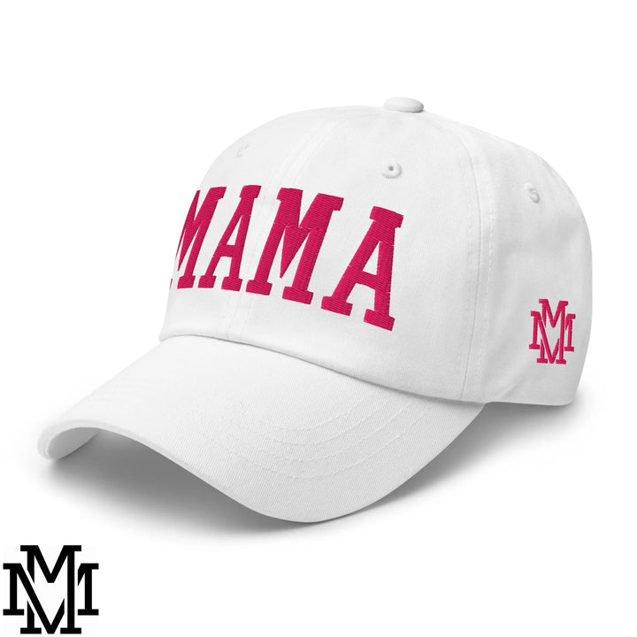 Mama Embroidered Unstructured Dad Hat - White