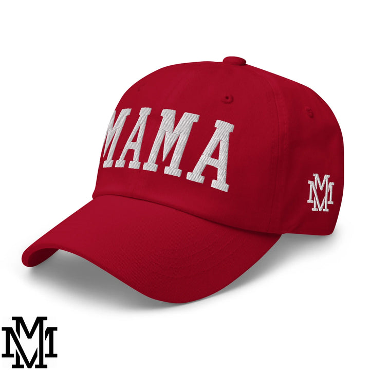 Mama Embroidered Unstructured Dad Hat - Cranberry