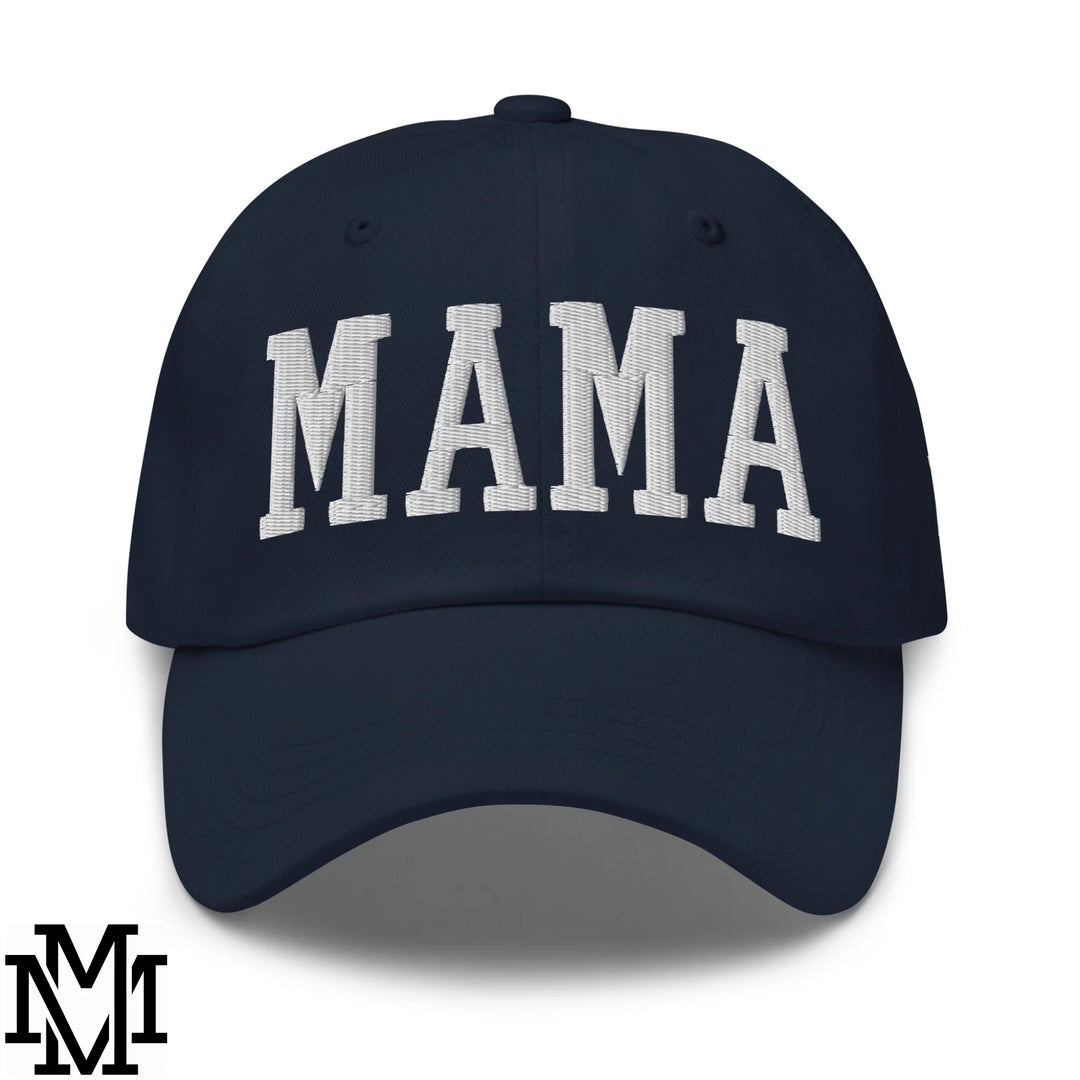 Mama Embroidered Unstructured Dad Hat - Navy