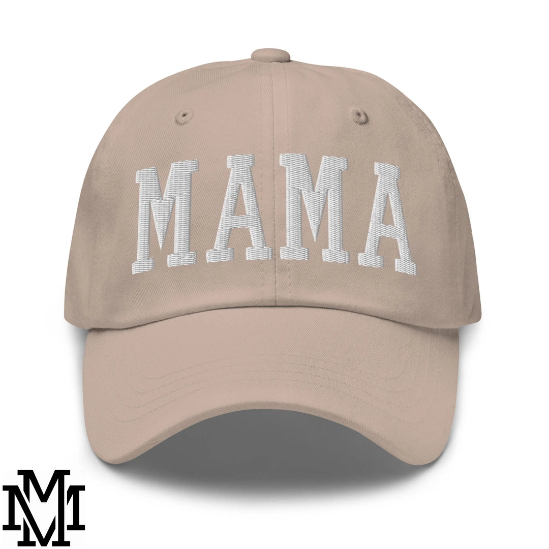 Mama Embroidered Unstructured Dad Hat - Stone