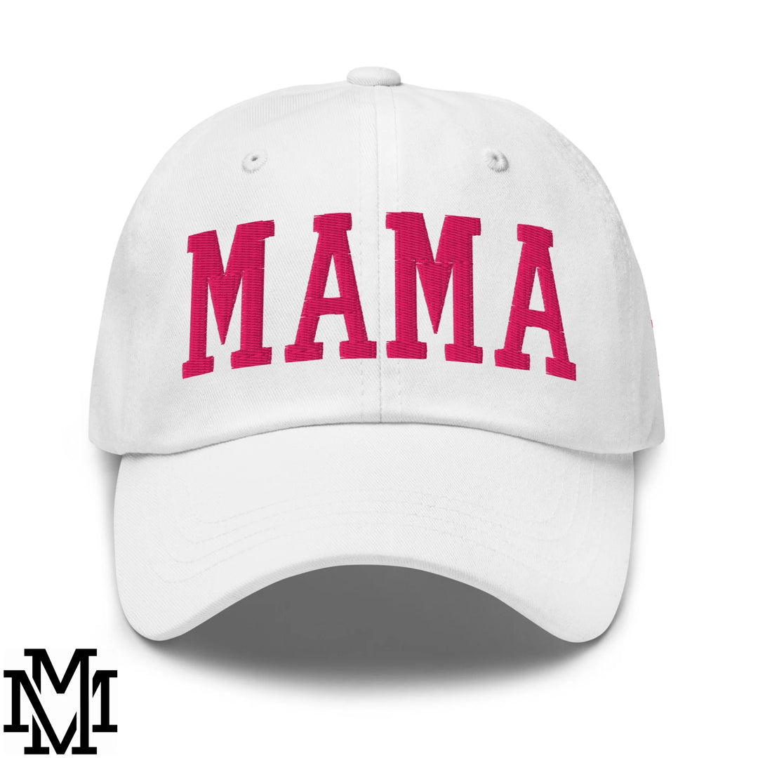Mama Embroidered Unstructured Dad Hat - White