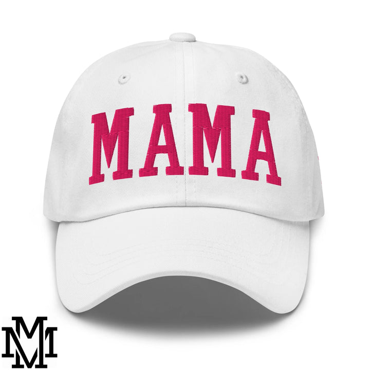 Mama Embroidered Unstructured Dad Hat - White