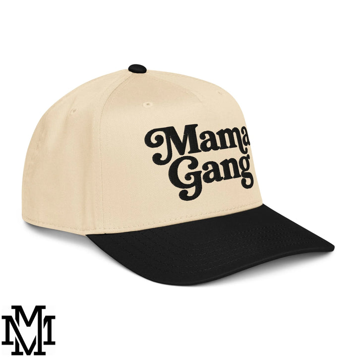 Mama Gang Embroidered Baseball Snapback Hat - Black Natural