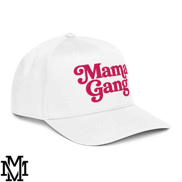 Mama Gang Embroidered Baseball Snapback Hat - White