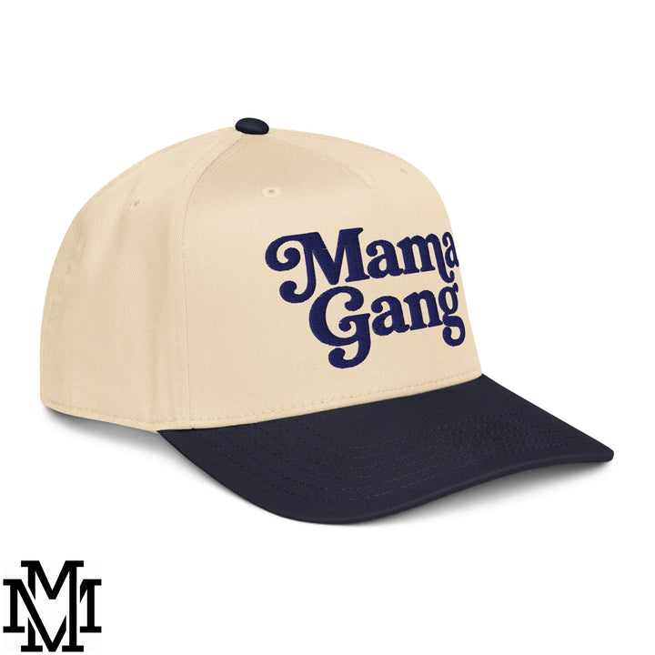 Mama Gang Embroidered Baseball Snapback Hat - Navy Natural