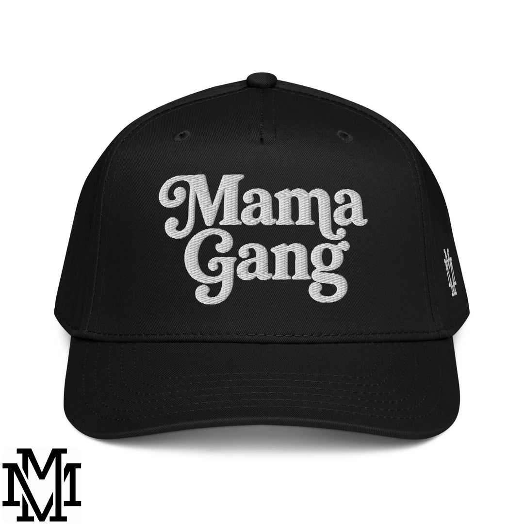 Mama Gang Embroidered Baseball Snapback Hat - Black