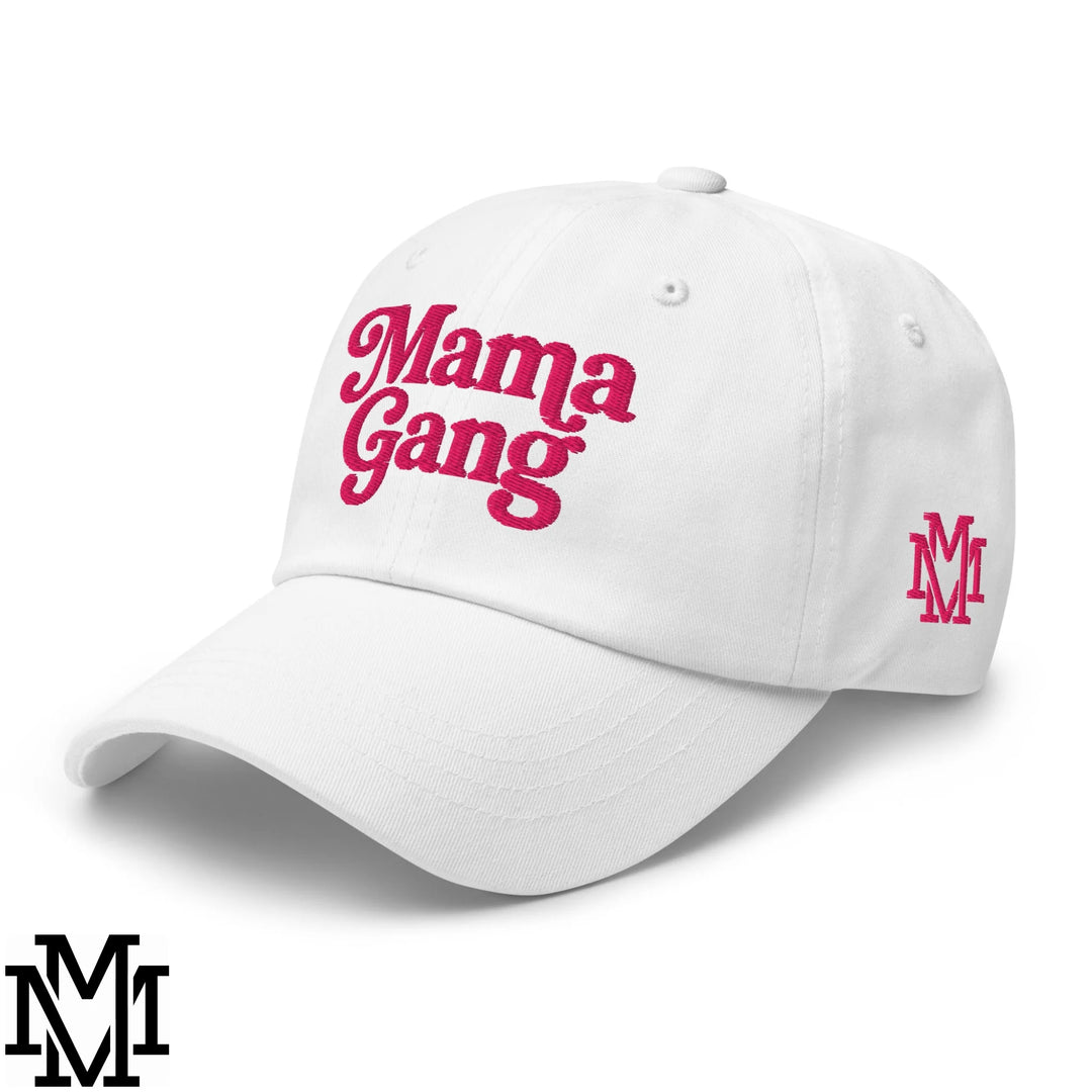 Mama Gang Embroidered Unstructured Dad Hat - White