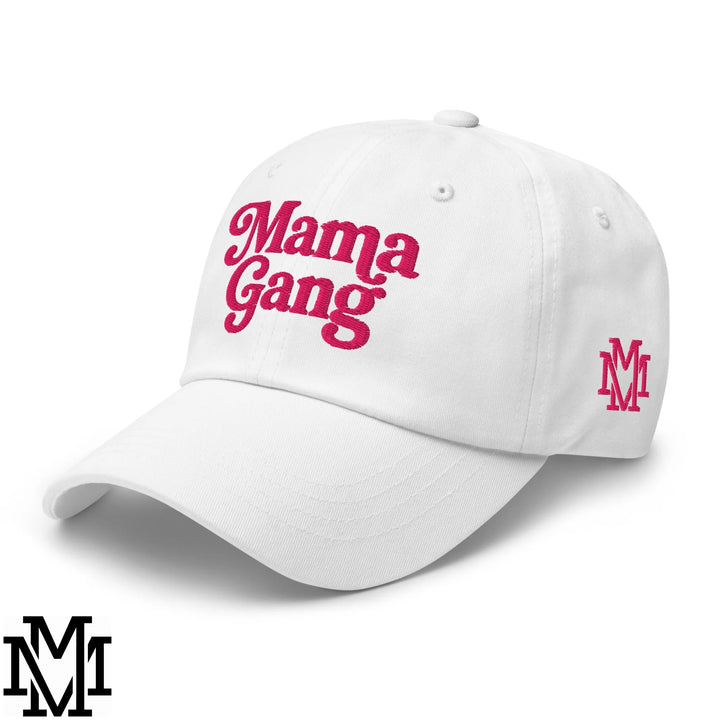 Mama Gang Embroidered Unstructured Dad Hat - White