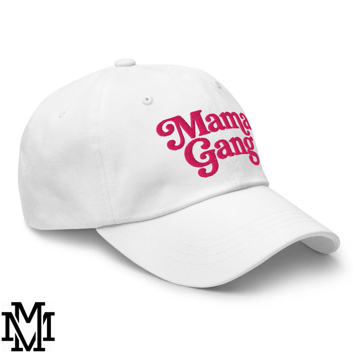 Mama Gang Embroidered Unstructured Dad Hat - White
