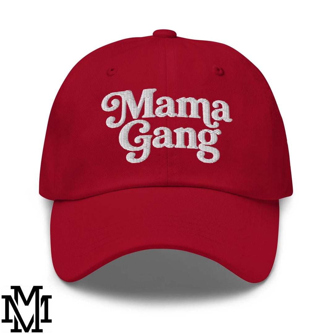 Mama Gang Embroidered Unstructured Dad Hat - Cranberry