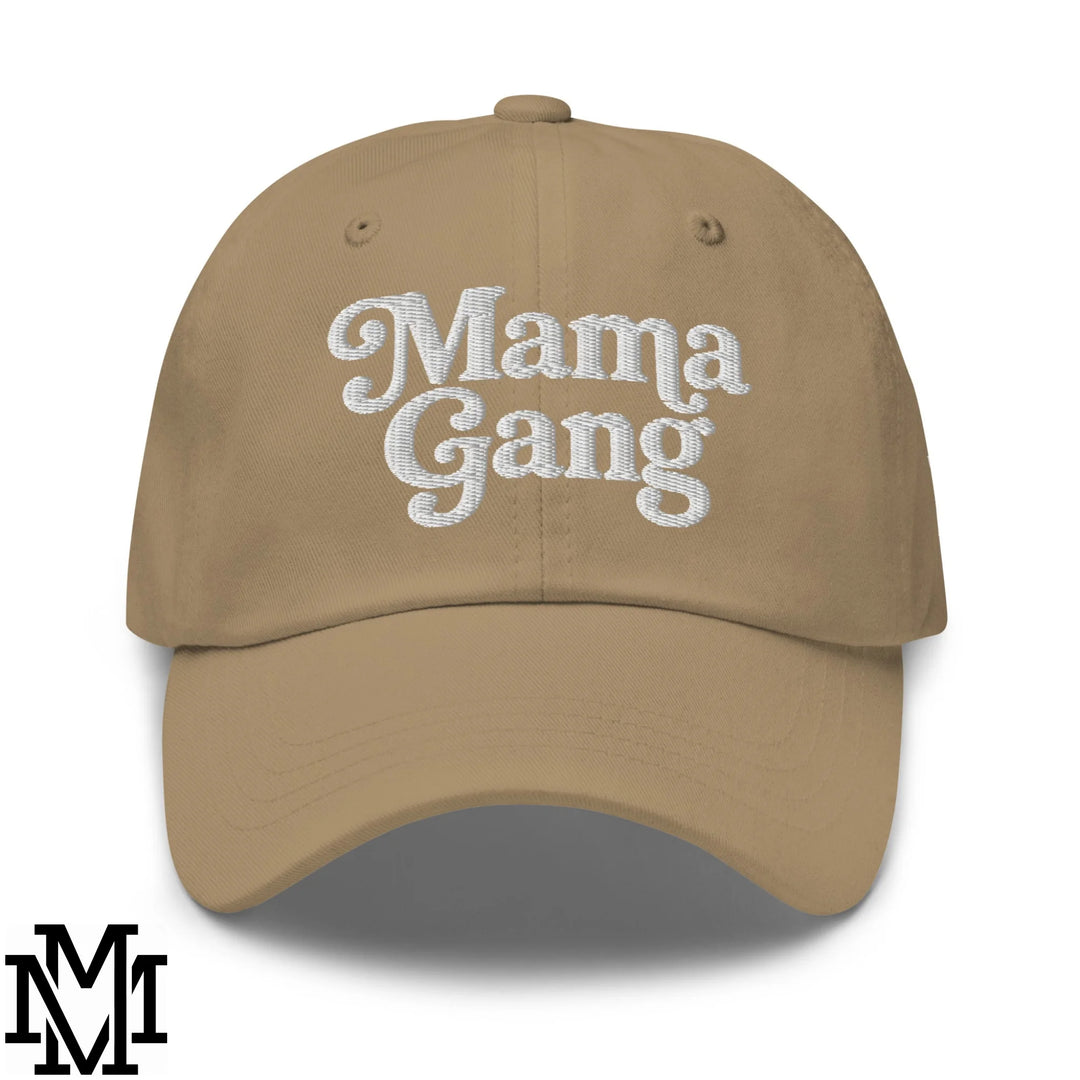 Mama Gang Embroidered Unstructured Dad Hat - Khaki