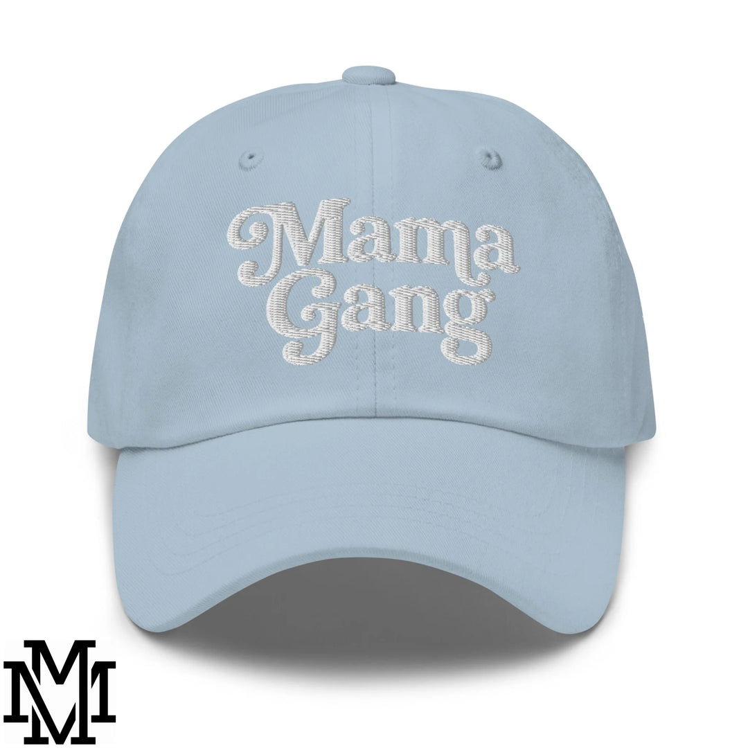 Mama Gang Embroidered Unstructured Dad Hat - Light Blue