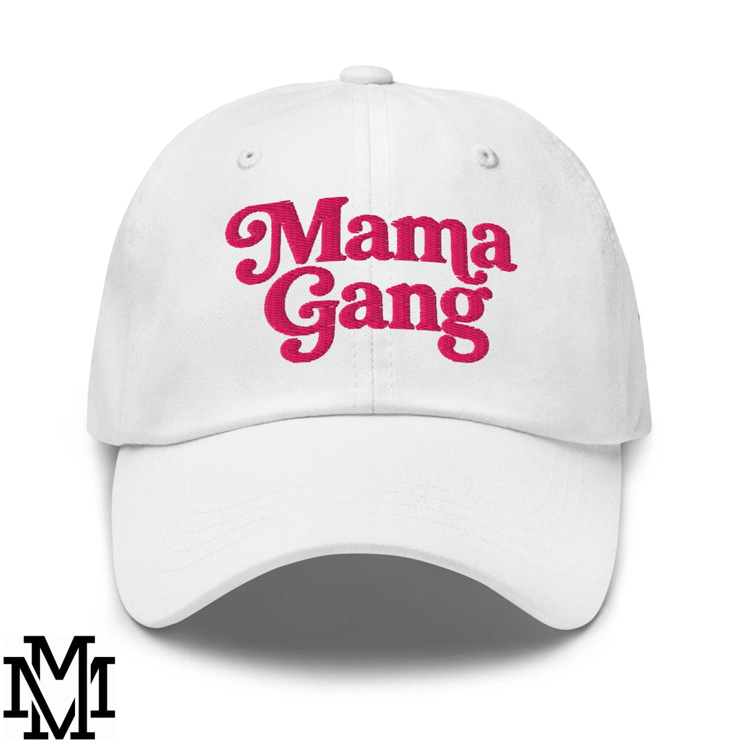 Mama Gang Embroidered Unstructured Dad Hat - White
