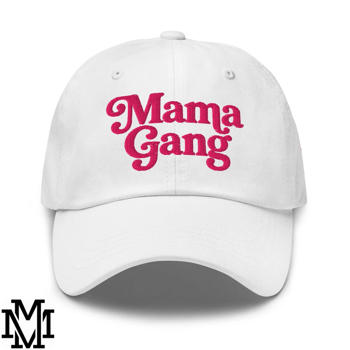 Mama Gang Embroidered Unstructured Dad Hat - White