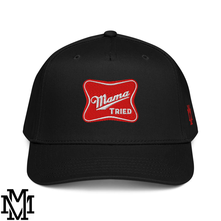 Mama Tried Champagne Embroidered Baseball Snapback Hat - Black