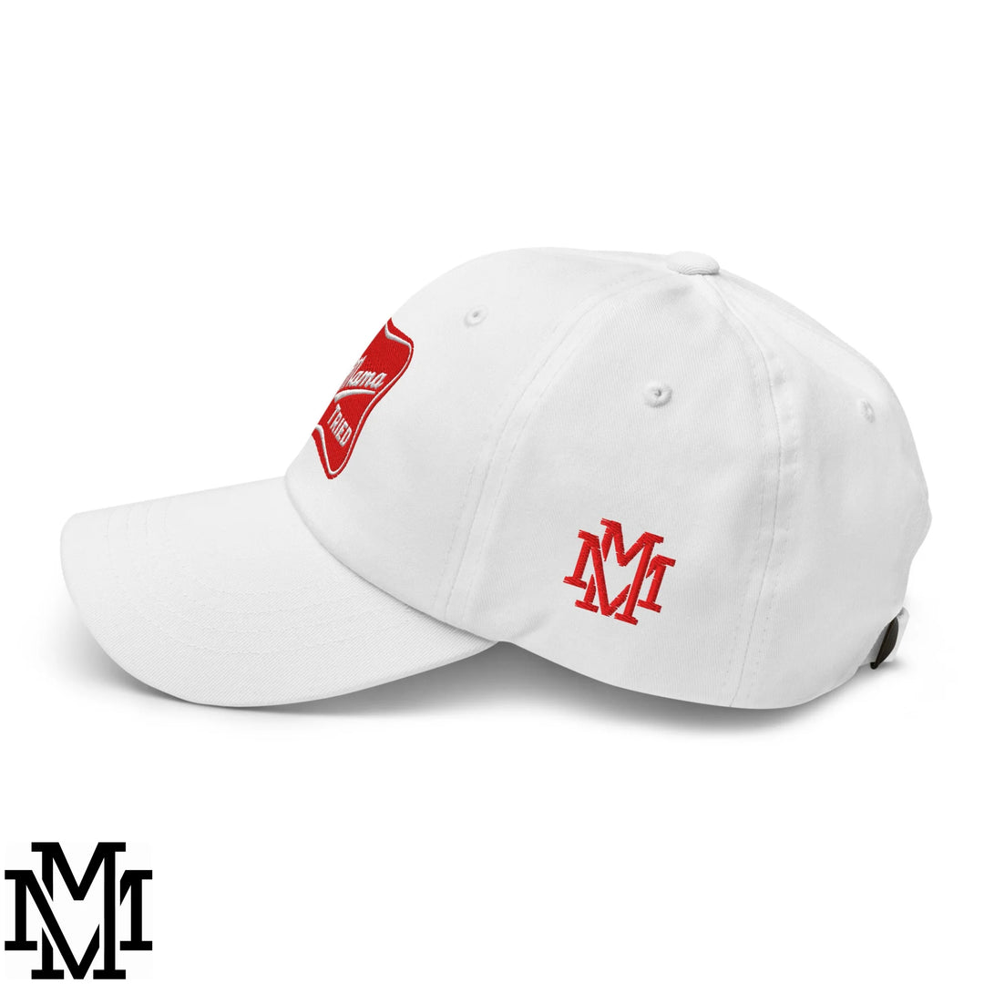 Mama Tried Champagne Embroidered Unstructured Dad Hat - White