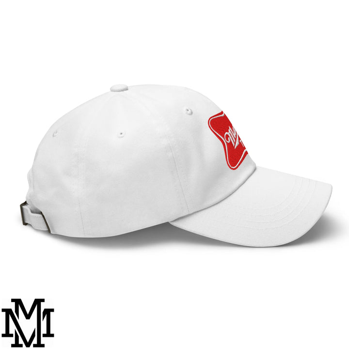 Mama Tried Champagne Embroidered Unstructured Dad Hat - White