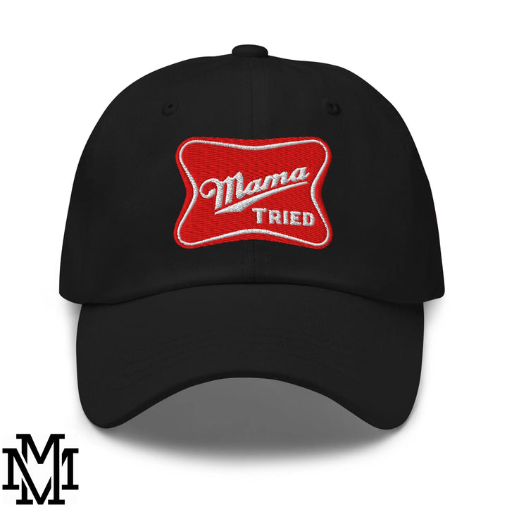 Mama Tried Champagne Embroidered Unstructured Dad Hat - Black