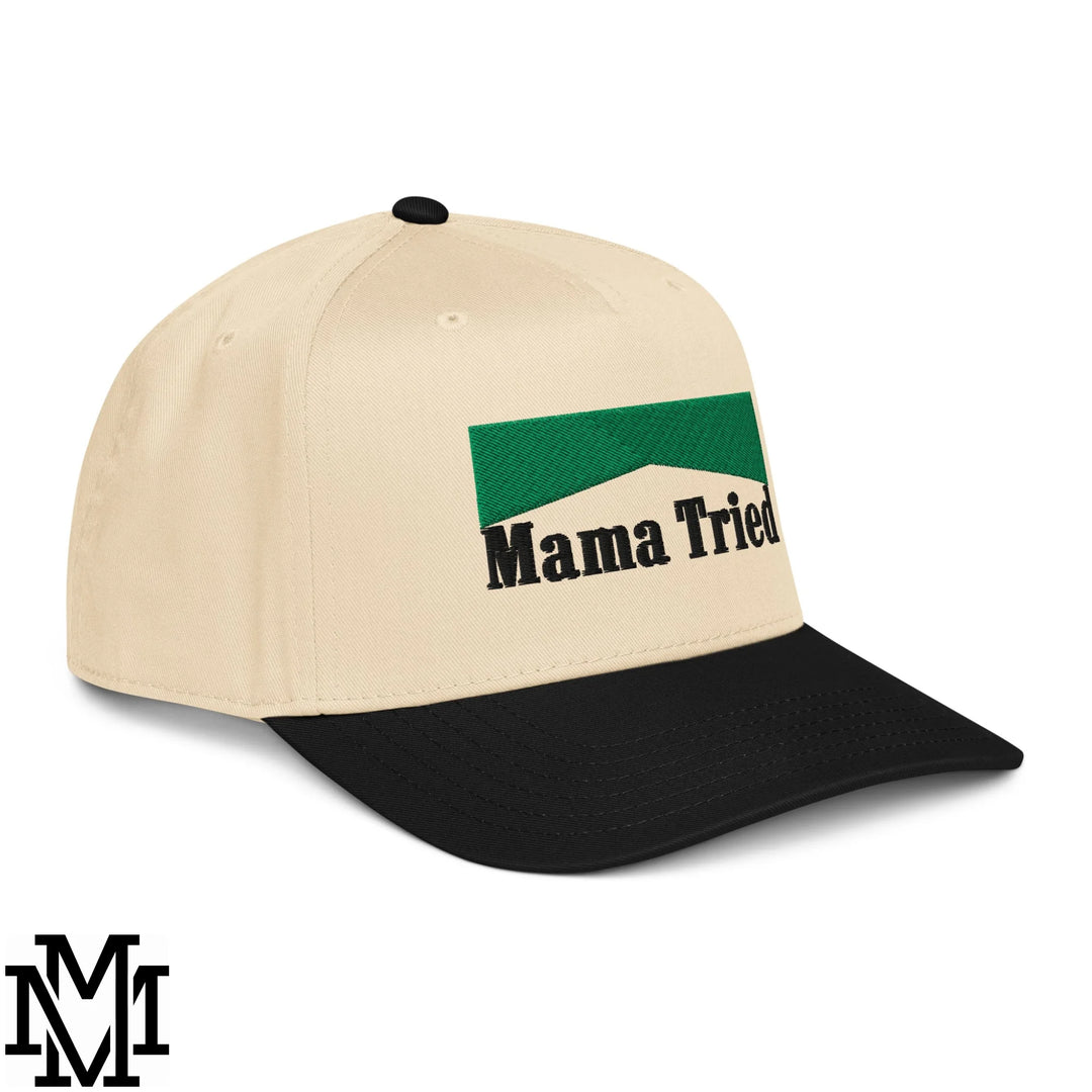 Mama Tried Menthol Embroidered Baseball Snapback Hat - Black Natural