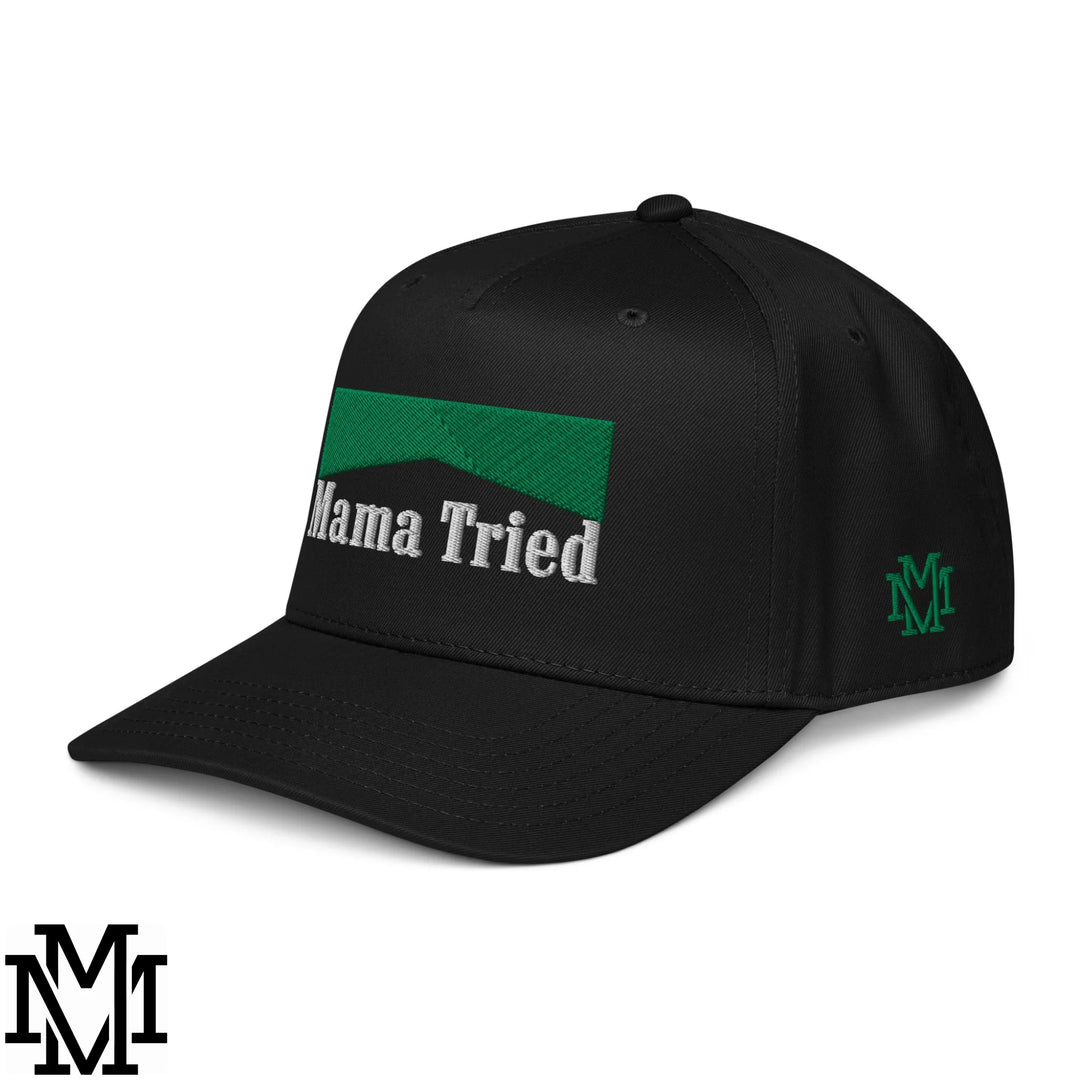 Mama Tried Menthol Embroidered Baseball Snapback Hat - Black