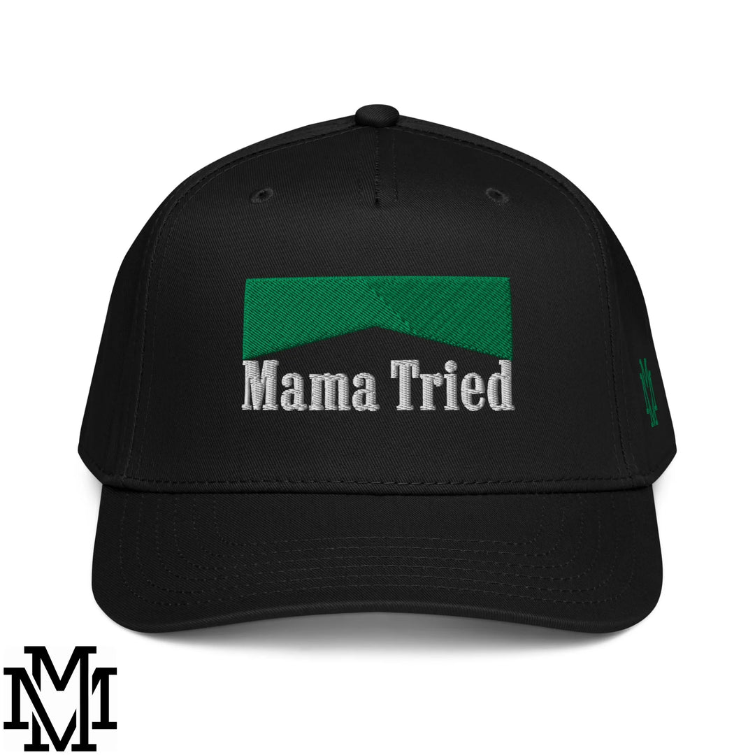 Mama Tried Menthol Embroidered Baseball Snapback Hat - Black
