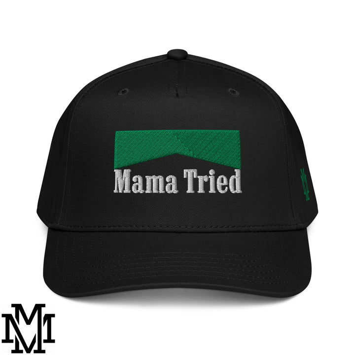 Mama Tried Menthol Embroidered Baseball Snapback Hat - Black
