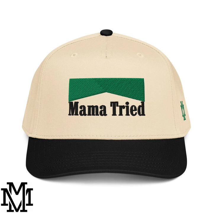 Mama Tried Menthol Embroidered Baseball Snapback Hat - Black Natural