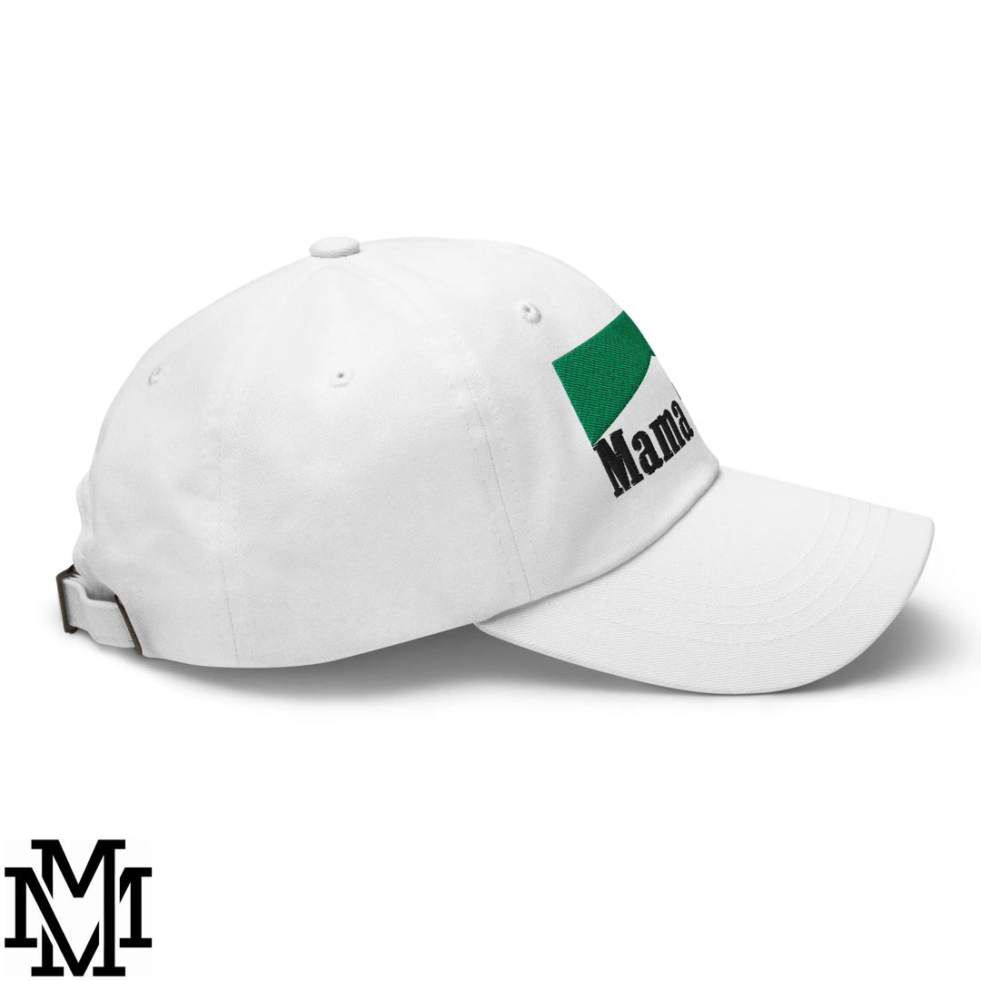 Mama Tried Menthol Embroidered Unstructured Dad Hat - White