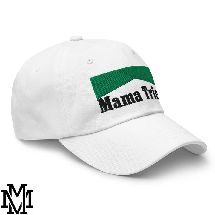 Mama Tried Menthol Embroidered Unstructured Dad Hat - White