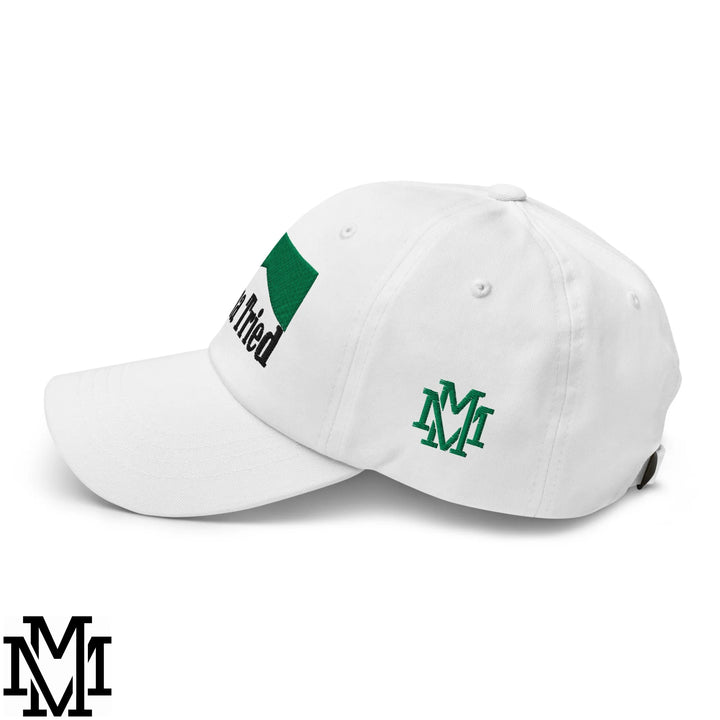 Mama Tried Menthol Embroidered Unstructured Dad Hat - White