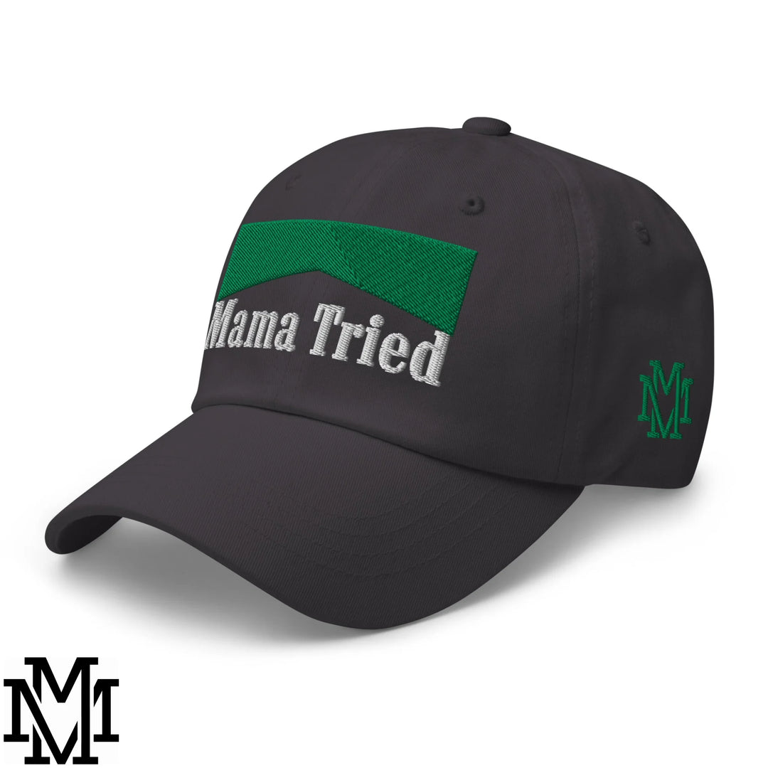 Mama Tried Menthol Embroidered Unstructured Dad Hat - Dark Grey