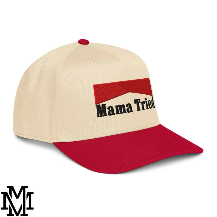 Mama Tried Reds Embroidered Baseball Snapback Hat - Red Natural