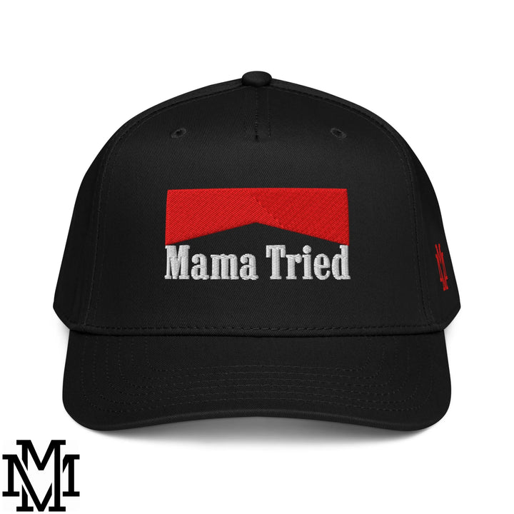 Mama Tried Reds Embroidered Baseball Snapback Hat - Black