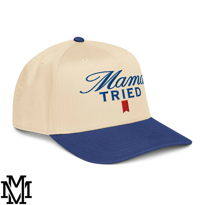 Mama Tried Ultra Embroidered Baseball Snapback Hat - Royal Natural