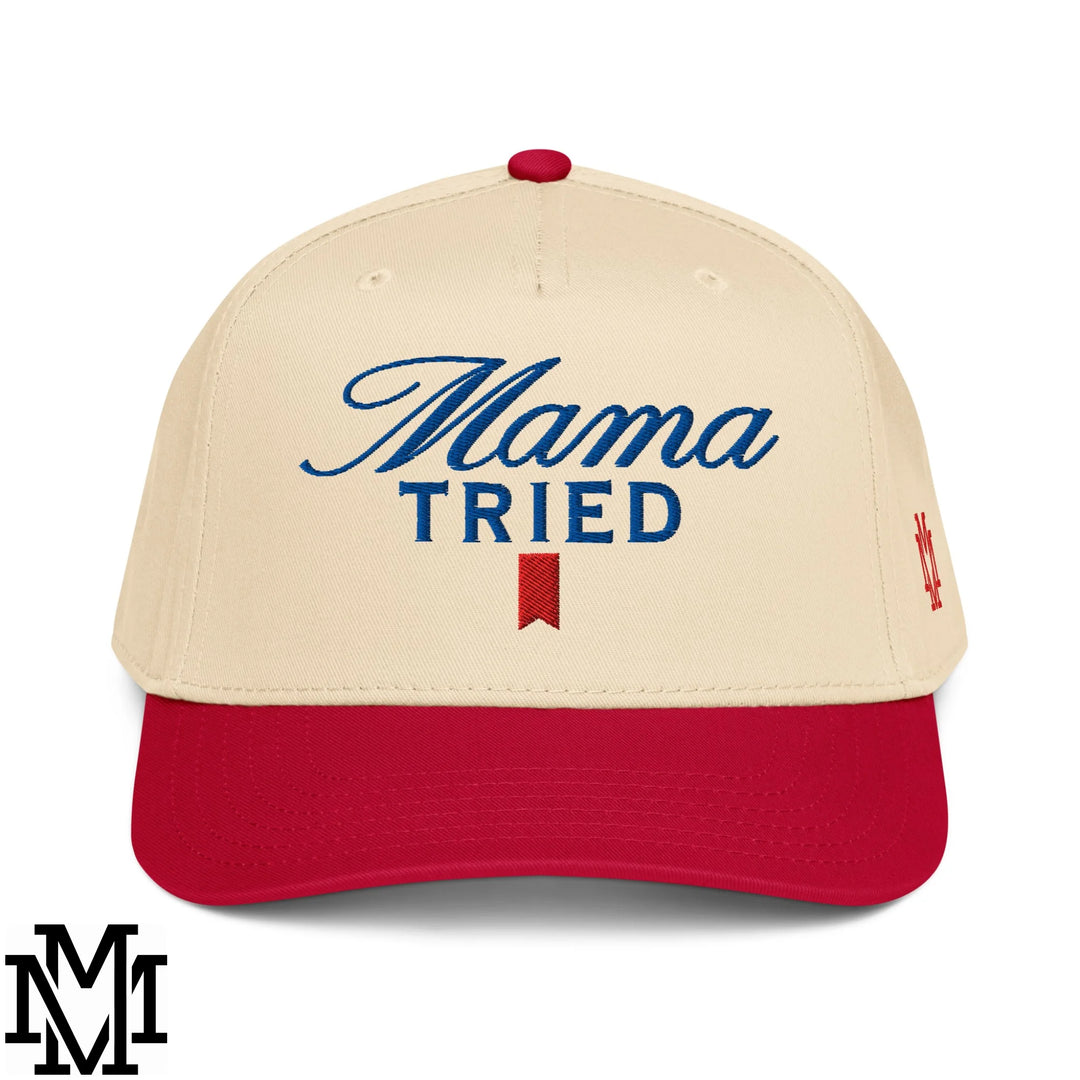 Mama Tried Ultra Embroidered Baseball Snapback Hat - Red Natural