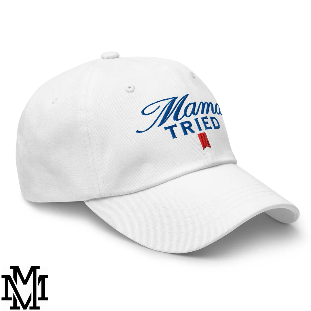 Mama Tried Ultra Embroidered Unstructured Dad Hat - White
