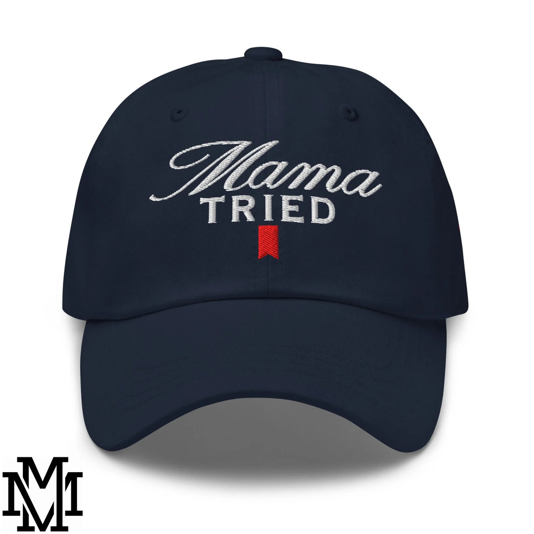 Mama Tried Ultra Embroidered Unstructured Dad Hat - Navy