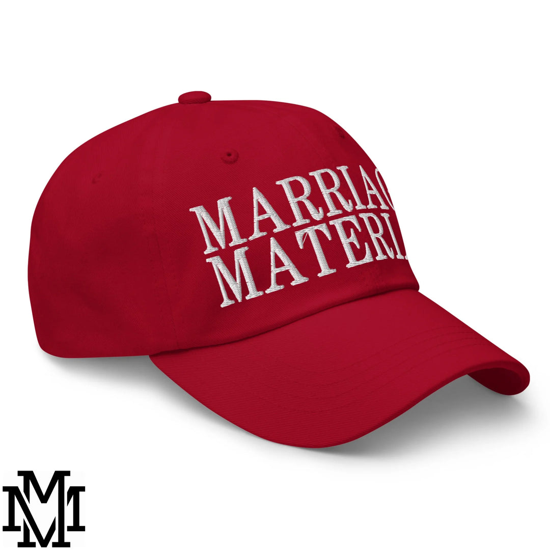 Marriage Material Embroidered Unstructured Dad Hat - Cranberry