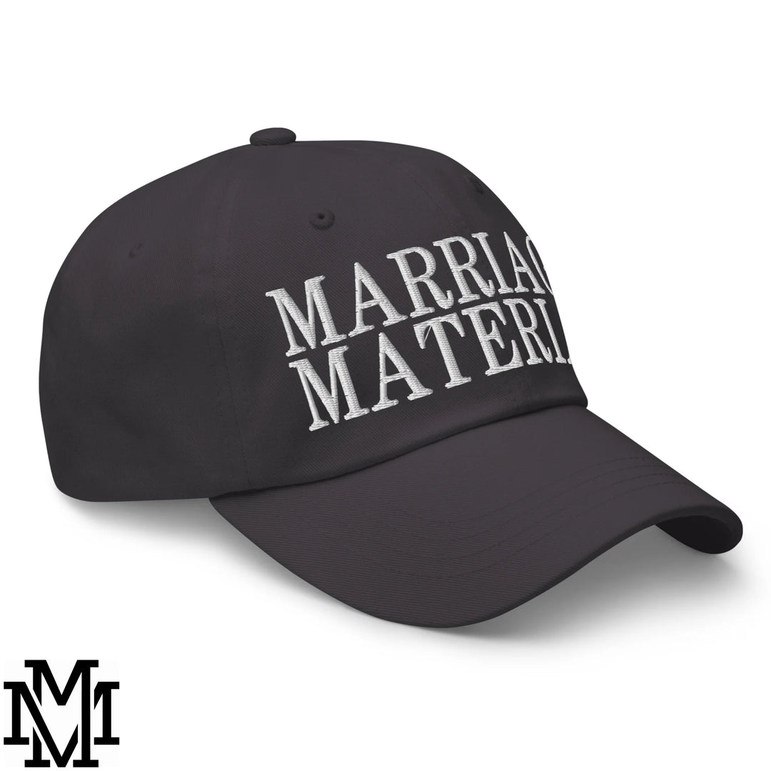 Marriage Material Embroidered Unstructured Dad Hat - Dark Grey