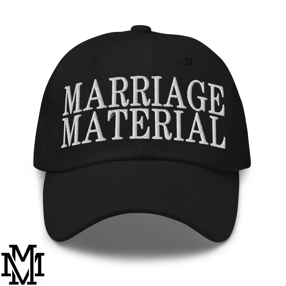 Marriage Material Embroidered Unstructured Dad Hat - Black