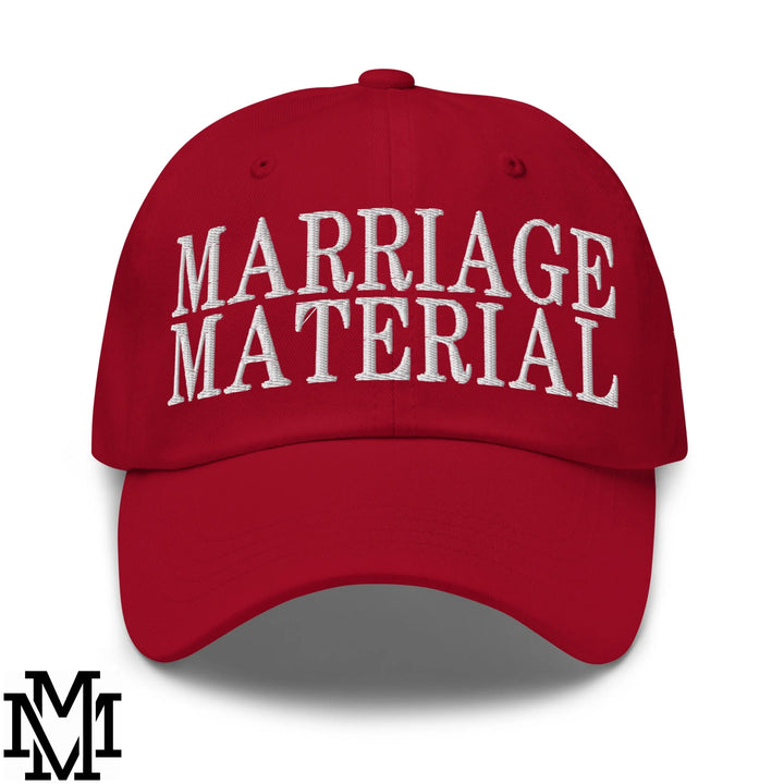 Marriage Material Embroidered Unstructured Dad Hat - Cranberry