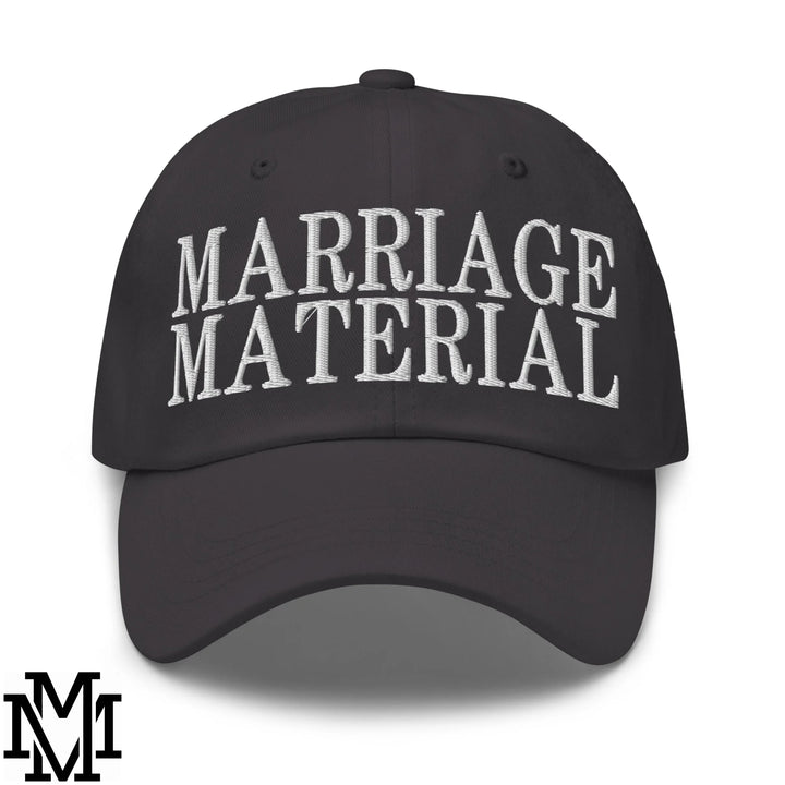 Marriage Material Embroidered Unstructured Dad Hat - Dark Grey