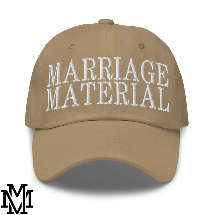 Marriage Material Embroidered Unstructured Dad Hat - Khaki