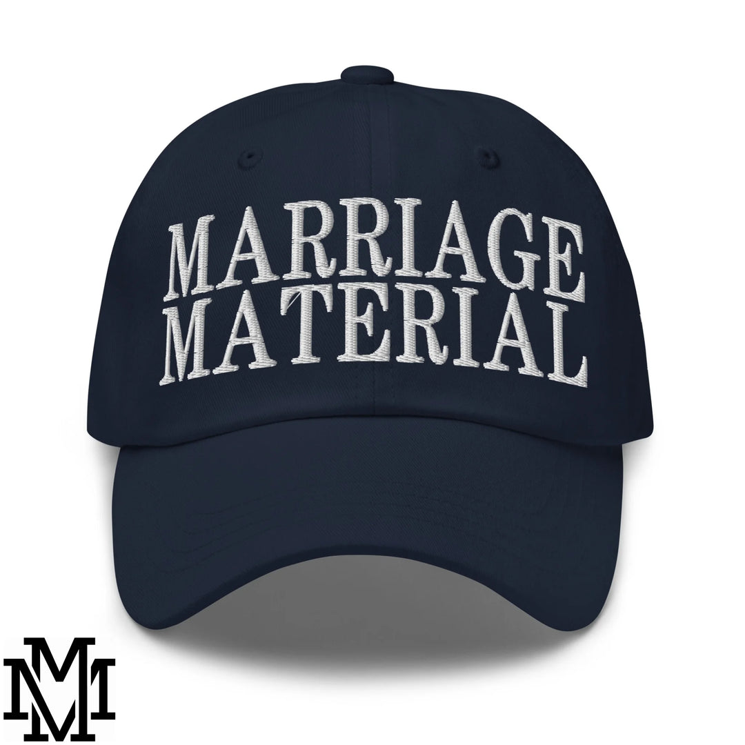 Marriage Material Embroidered Unstructured Dad Hat - Navy