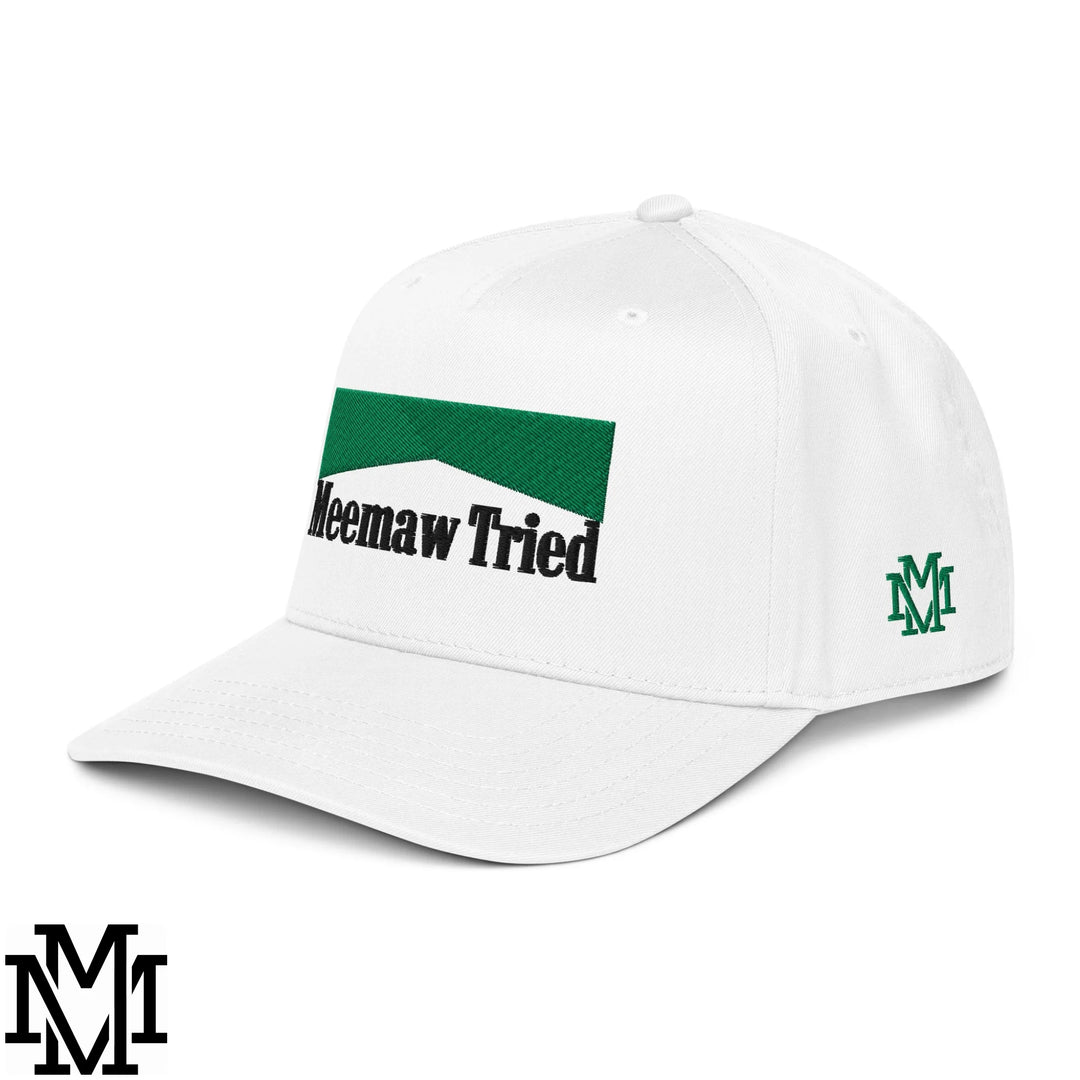 Meemaw Tried Menthol Embroidered Baseball Snapback Hat - White