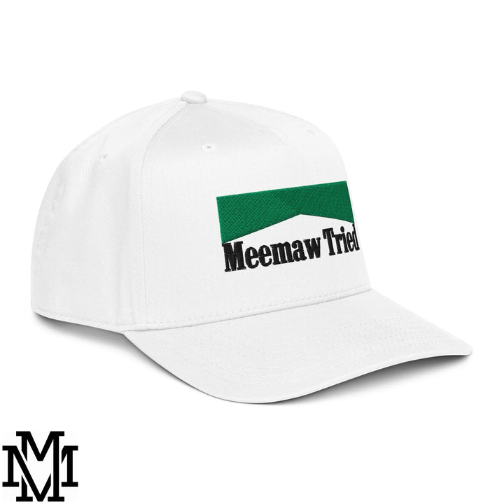 Meemaw Tried Menthol Embroidered Baseball Snapback Hat - White