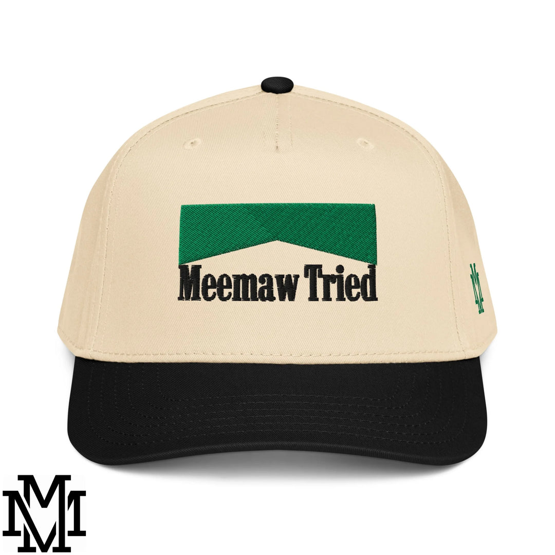 Meemaw Tried Menthol Embroidered Baseball Snapback Hat - Black Natural